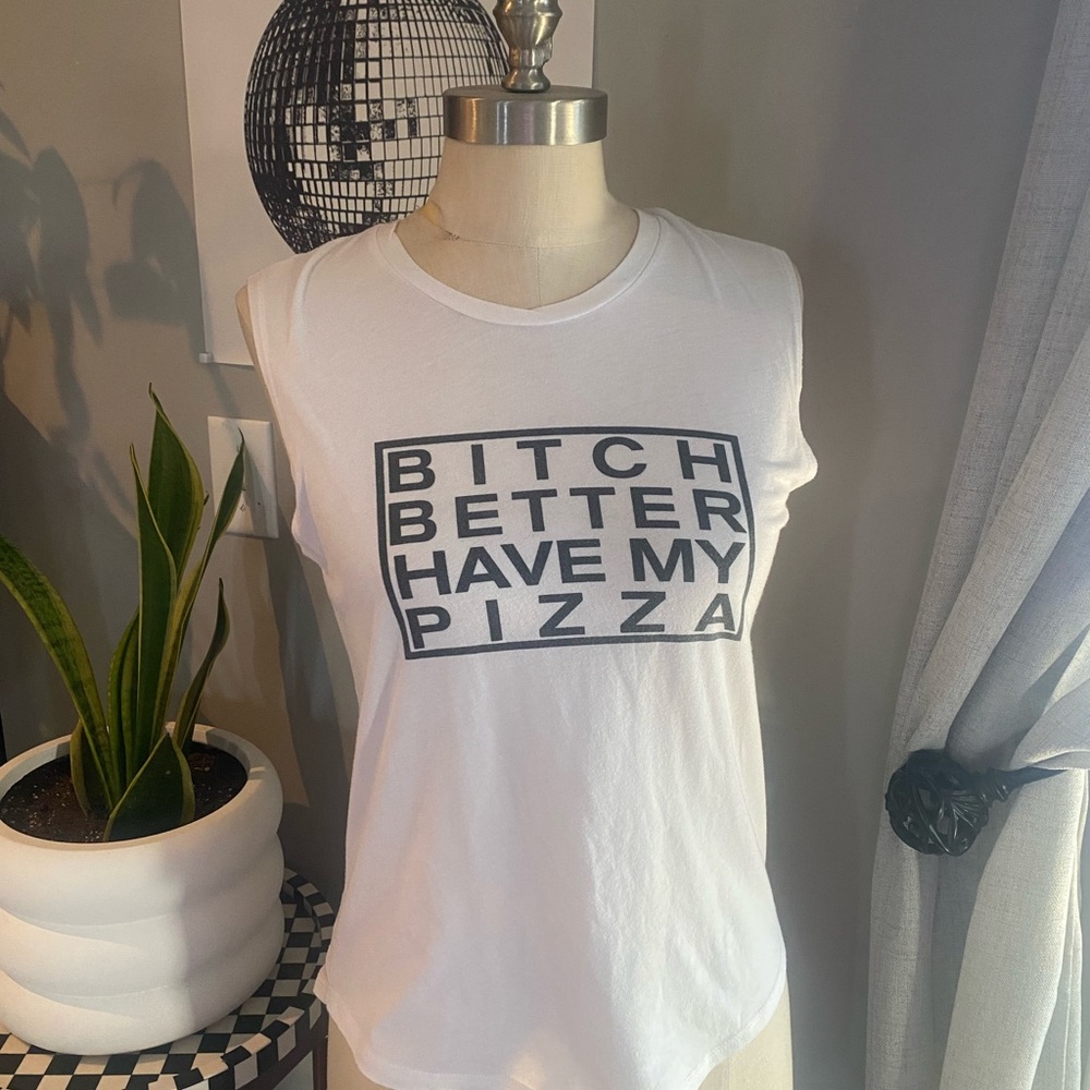 Graphic White Sleeveless tee by urban outfitters